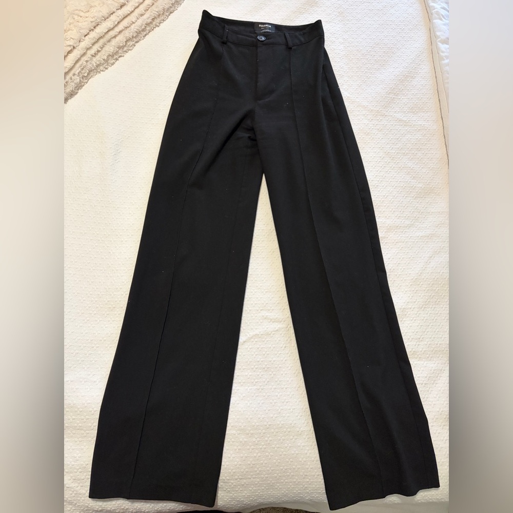 Pull and Bear Wide Leg Black Dress Pants